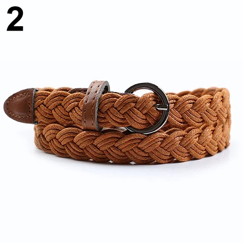 Для женщин Мода плетеная веревка Булавки пряжки ремня Wild Повседневные платья