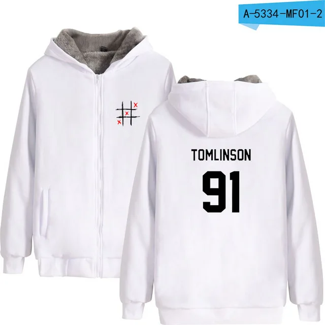 One Direction Луи Томлинсон зимняя толстовка флисовая теплая куртка утепленное пальто Miss You Толстовка с принтом одежда унисекс - Цвет: white