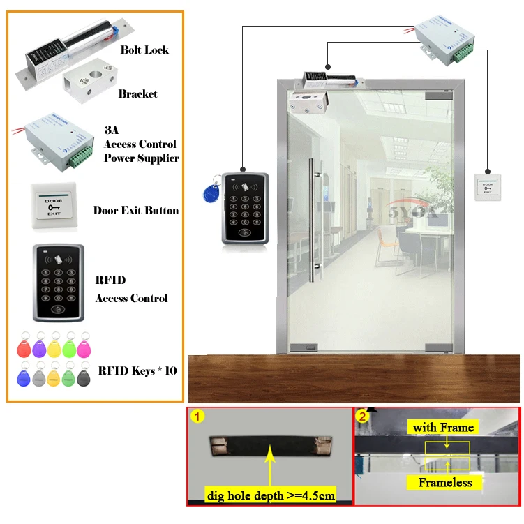 RFID система контроля доступа комплект деревянные очки дверной набор Электрический магнитный замок ID карта Keytab источник питания Кнопка выхода
