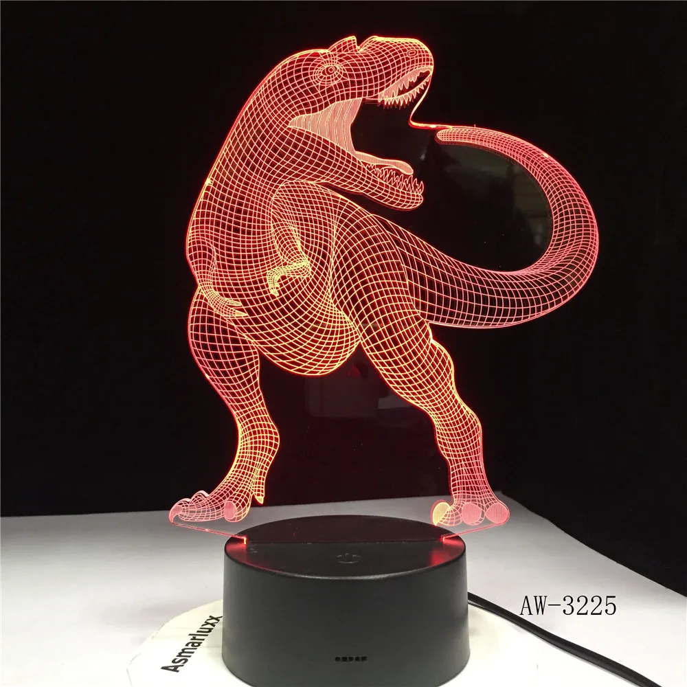 3D светодиодный Иллюзия лампы динозавра Оптическая иллюзия света 7 Цвет мульти ed