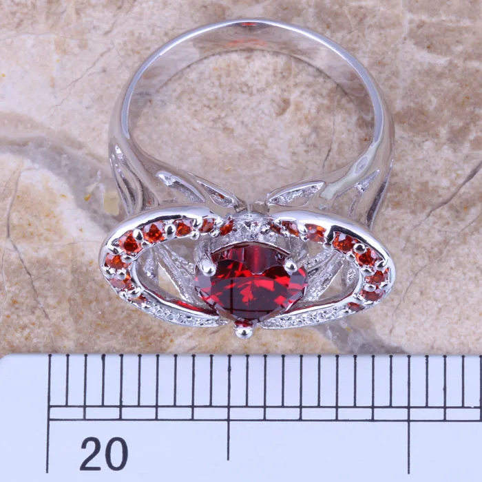Attractive Red Garnet Silver Plated Women's Ring Size 5 / 6 7 8 9 R0829 | Украшения и аксессуары