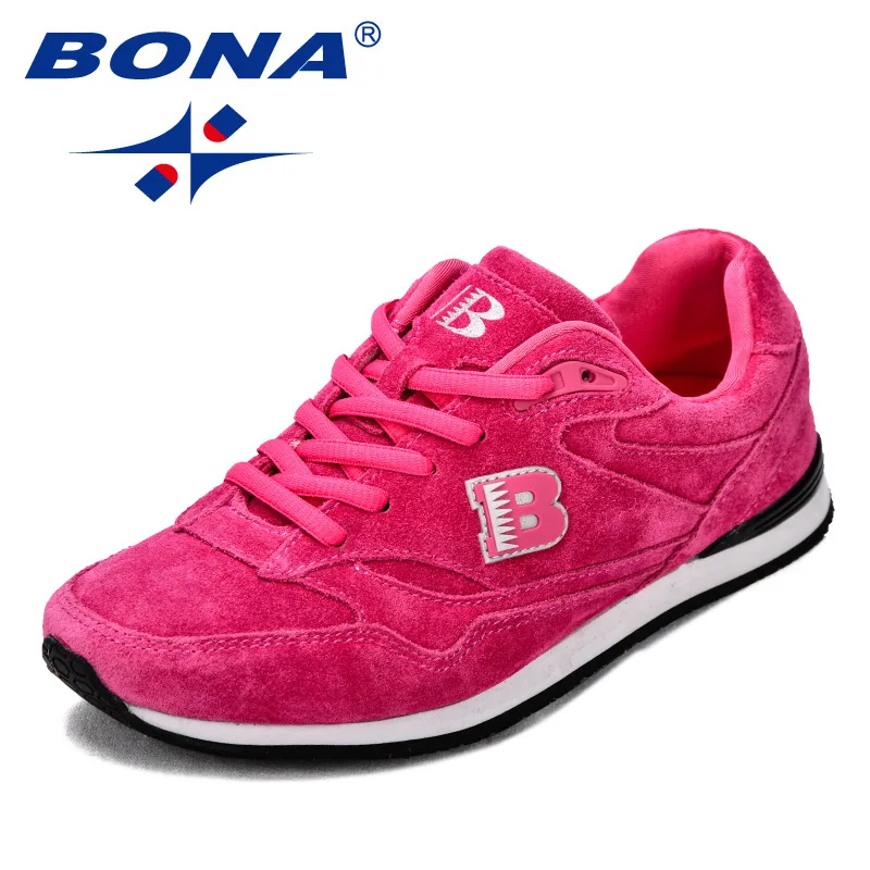 Peach red BONA/Новинка; классические стильные женские кроссовки; замшевая обувь; Feminimo; спортивная обувь; обувь для бега на открытом воздухе; женские кроссовки на шнуровке - Цвет: Peach red