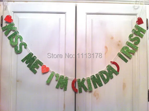 Kiss Me I'm (Kinda) Irish Banner -- St. Patrick's Day Decoration / Photo Prop Valentine's day personalized garland | Дом и сад