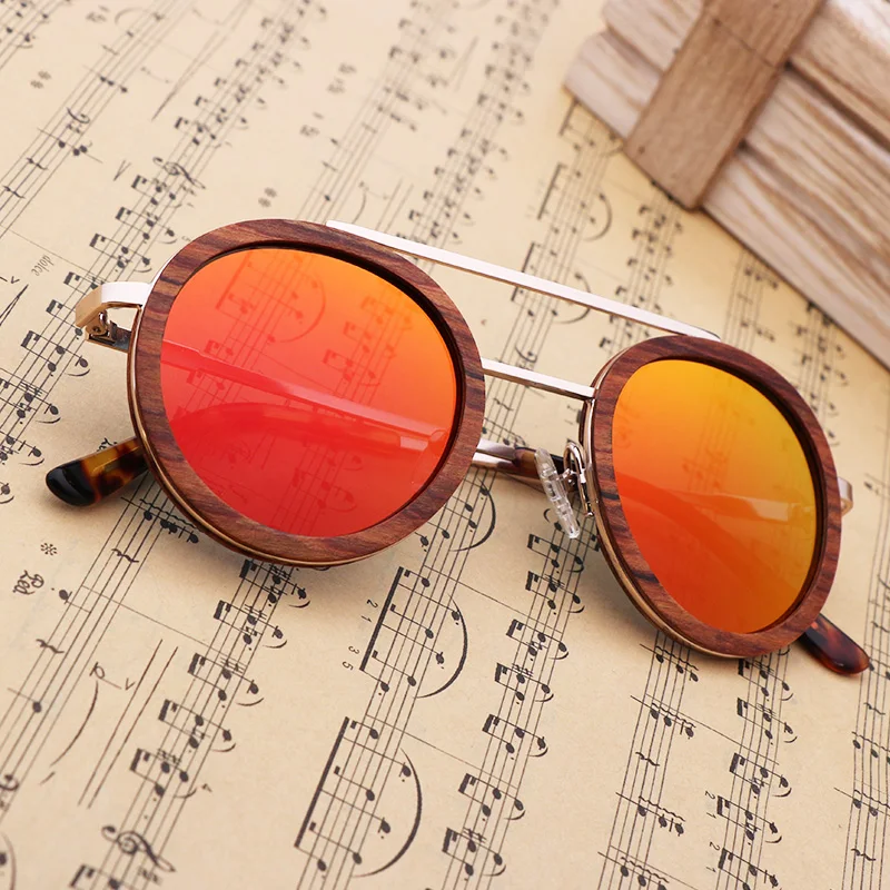 Модные женские поляризационные солнцезащитные очки деревянные Роскошные ретро