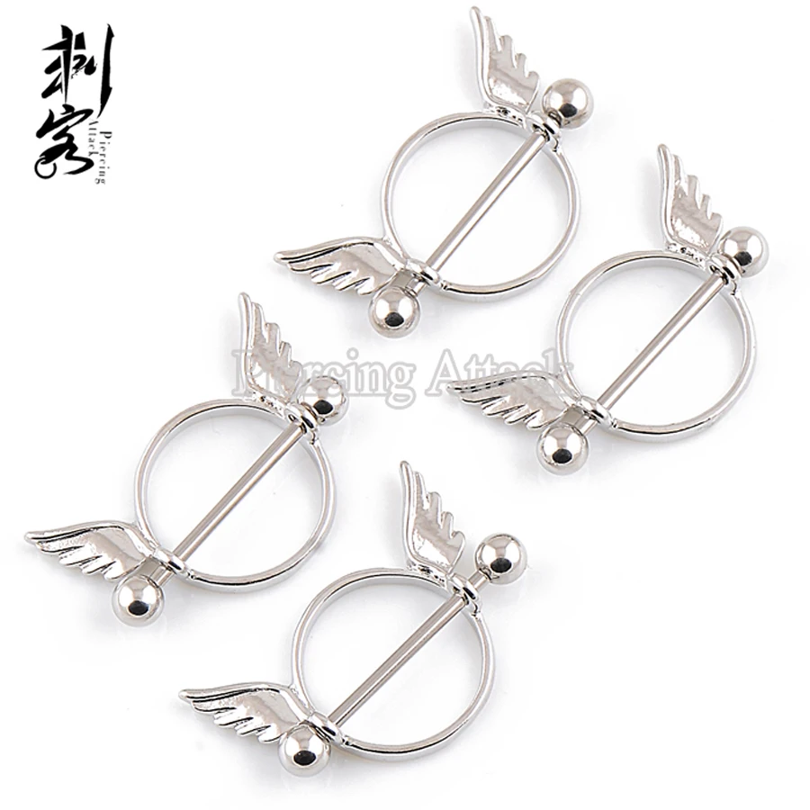 Хирургическое стальное Крыло ангела 316L с кольцом для сосков фальшивая гантель