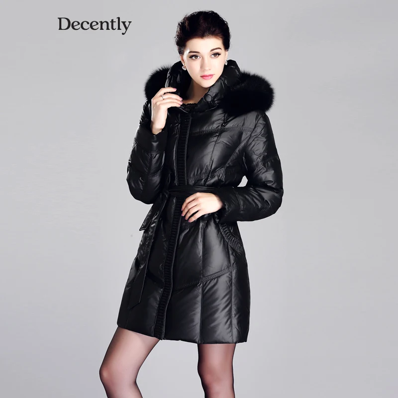 Decently 2017 Новинка женское пальто зимняя куртка женщины парка лиса Мех Пуховик