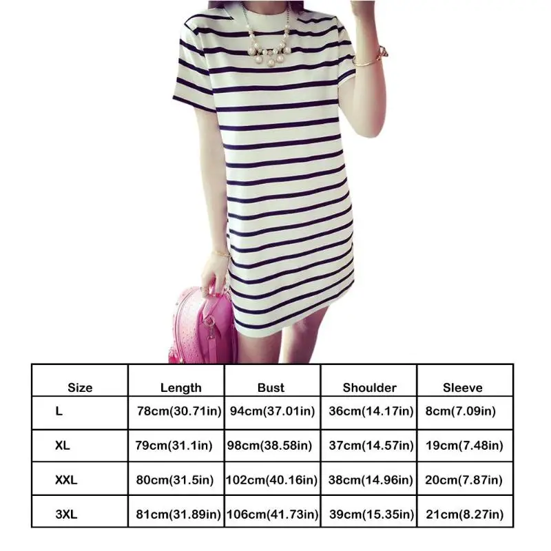 

Women korean style stripe Dress Female Plus Size Casual Short Sleeve Print Dress Lady Sexy fashion Clothing Dress vestito donna