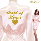 Халат-кимоно из искусственного шелка с блестками и золотыми сердечками