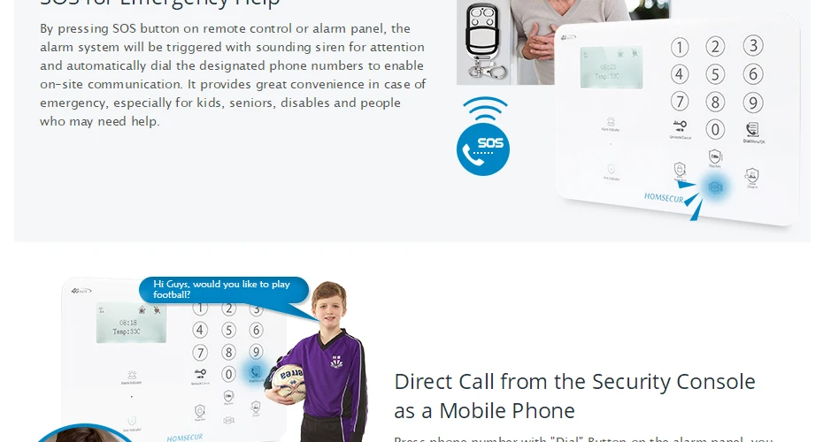 Homsecur беспроводный 4G/3g/gsm, ЖК-дисплей SMS автодозвон охранной сигнализации Системы+ сенсорный экран Панель GA01-4G-W