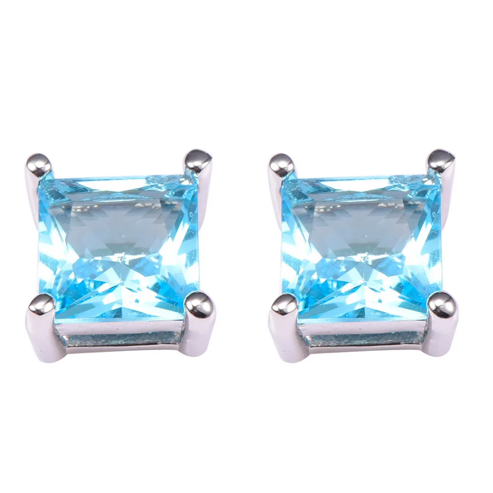 Женские серьги из серебра с искусственным аквамарином PE36|earrings 925 sterling|earrings 925925
