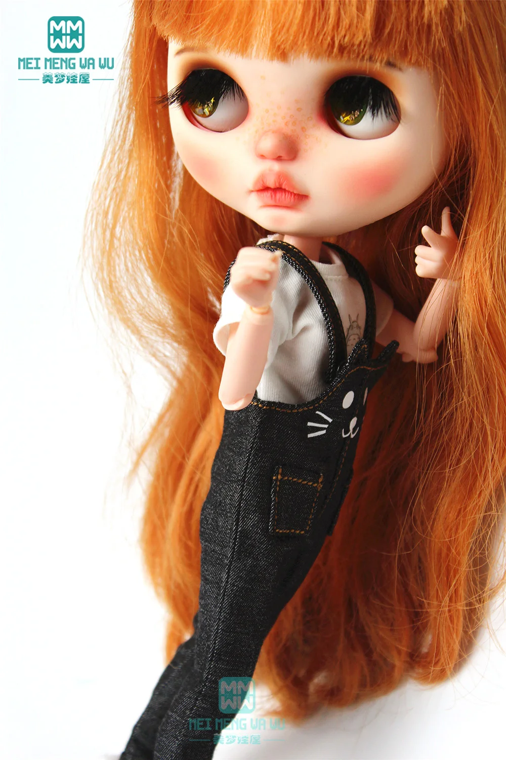Одежда для куклы Blyth 1 шт. джинсовое платье на бретельках черное красное синее