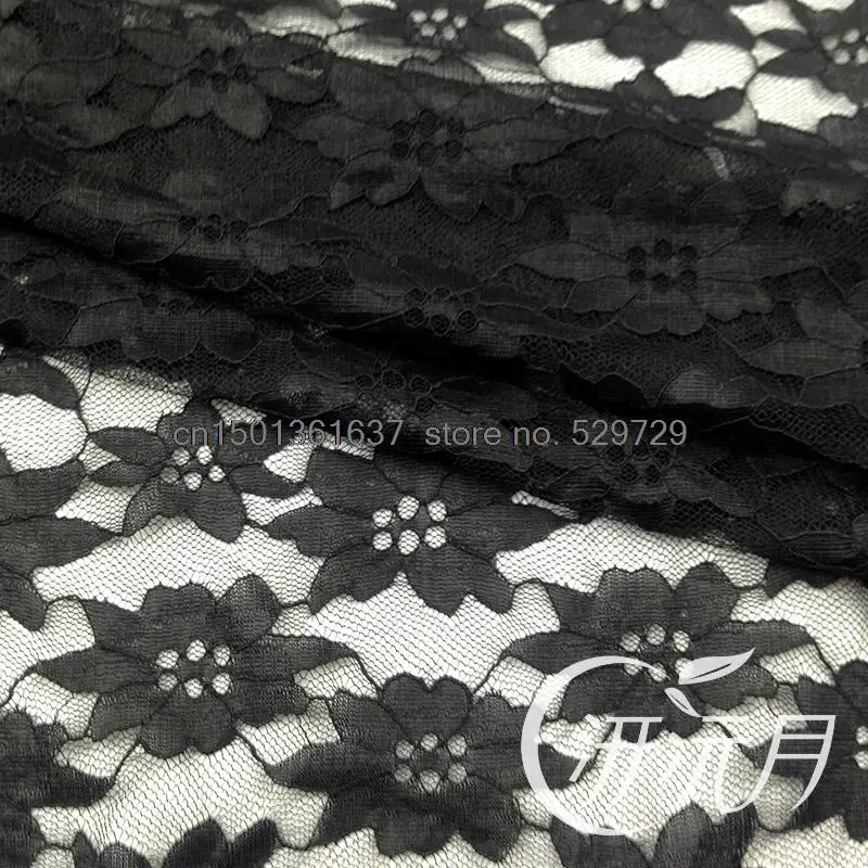 Black plum embroidered lace fabric stretch dresses with skin-friendly soft special Free shipping | Дом и сад
