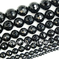 natural stone faceted black agata onyx round loose spacer beads 4 6 8 10 12 14mm 15strand for jewelry making diy charm bracelet