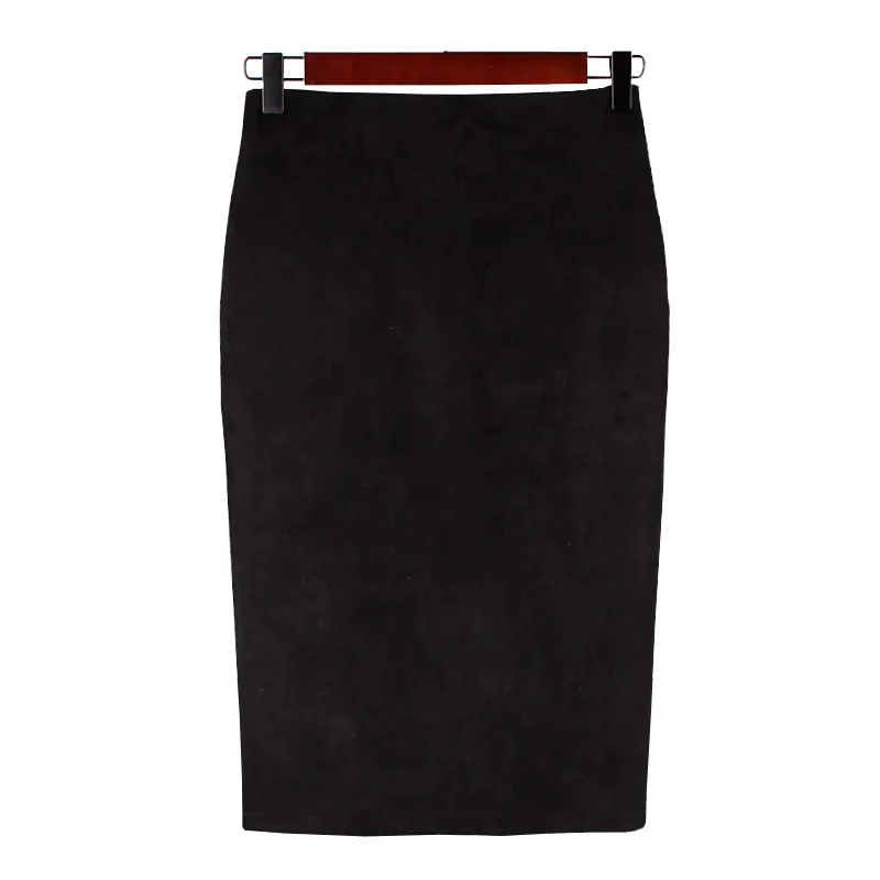 Women Skirts Multi colors Plus Size Knee-Length Pencil Skirt Female Vintage Suede Split Jupe Femme Faldas Mujer | Женская одежда