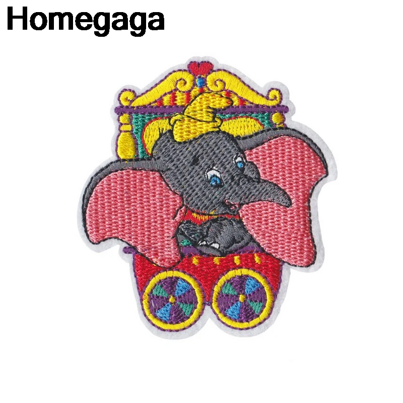 Homegaga слон Дамбо вышитые железные нашивки значки лоскутное шитье аппликация на джинсы обувь рюкзак значки-наклейки D2227