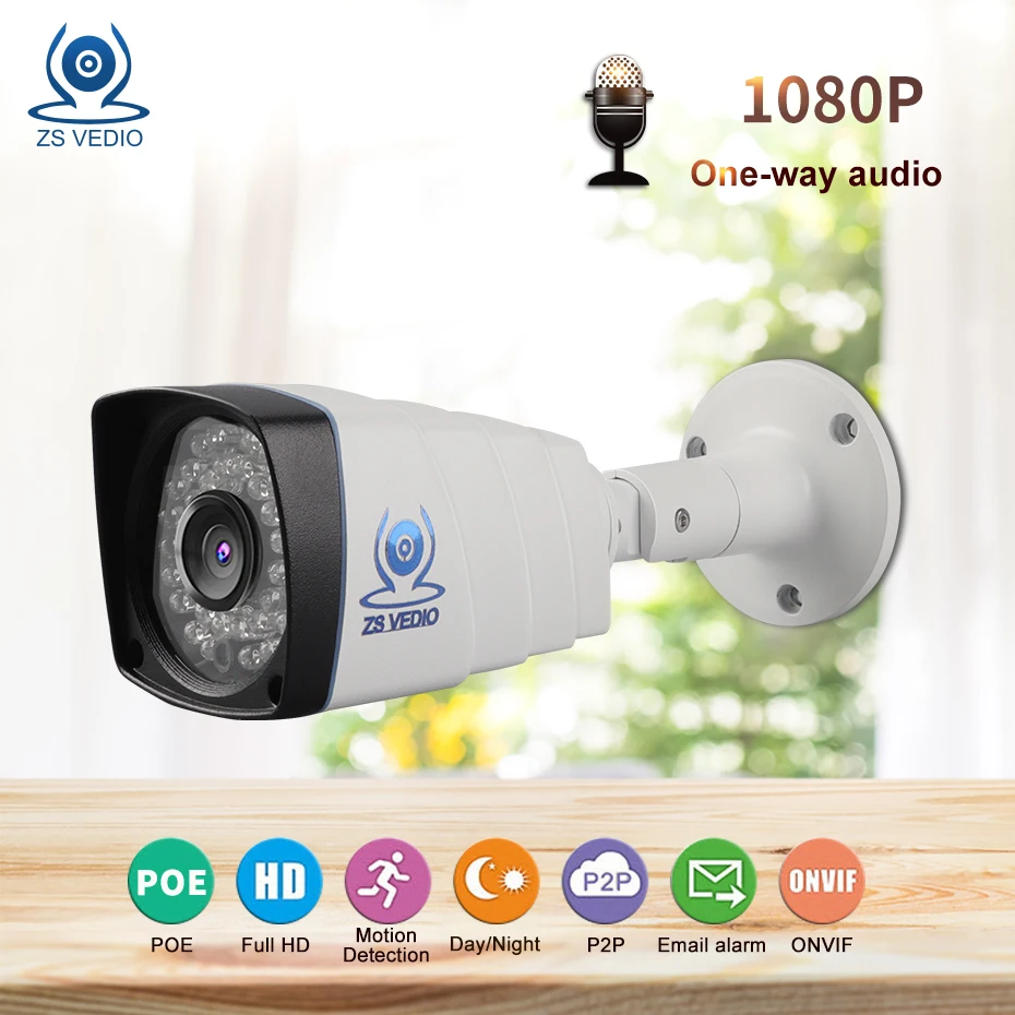 ZSVEDIO камеры наблюдения IP камера Full HD 1080P 2.0MP аудио Металл 36 шт. светодиодов