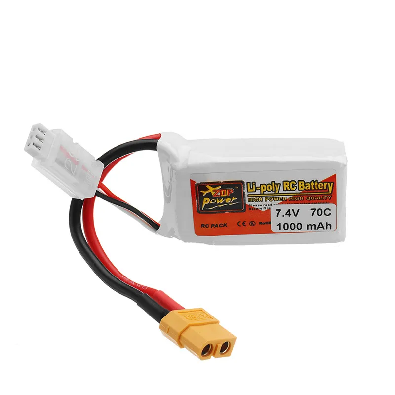 ZOP POWER 7.4V 1000mAh 70C 2S Rechargeable Lipo Battery With XT60 Plug Connector For RC Drone Quadcopter DIY Part Accessories | Игрушки и