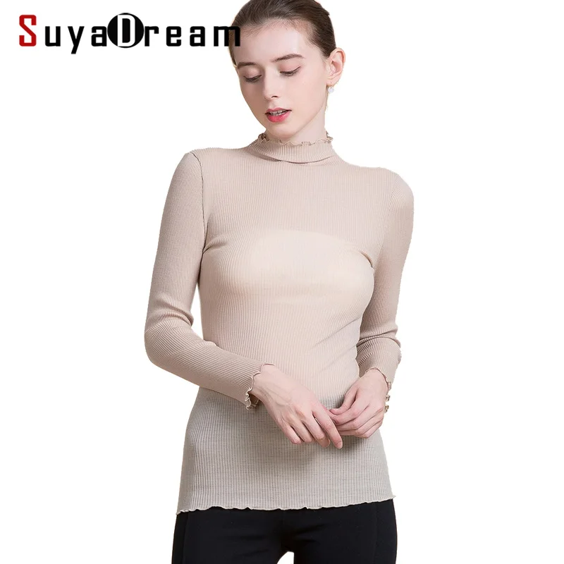 Women Wool Pullovers 100% Long sleeved Turtleneck Sweater for Rib Knits wear 2021 FALL Winter Bottoming shirt Black | Женская одежда