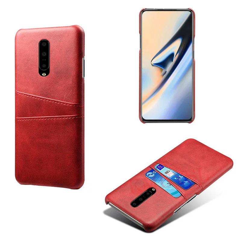 Red Чехол с держателем для карт для Oneplus 6T 7 Pro, кожаный чехол-кошелек с отделениями для Oneplus 1+ 7 Pro для One plus 6T 6 1+ 6T 5T 1+ 5 T, чехол - Цвет: Red