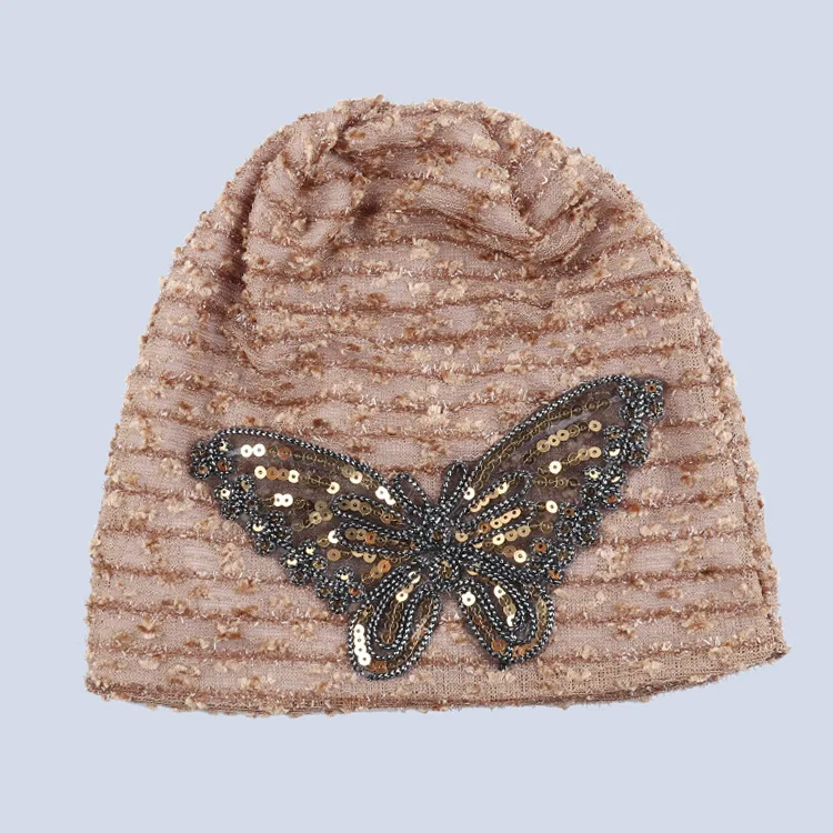 Женская шапка осенне зимние шапки однотонная женская кружевная Шапка бини