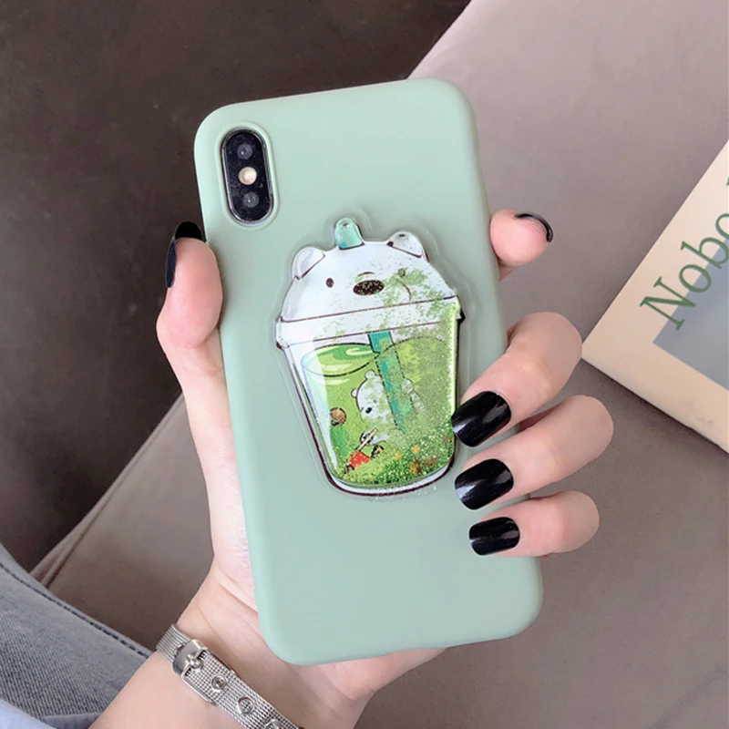 GreenBear BeanGreen Прекрасный для питевых чашек чехол для Samsung Галактики A10 A20 A2 Core A30 A40 A50 A60 A70 A80 A90 M10 M20 M30 M40 милый медведь TPU Защитный чехол - Цвет: GreenBear BeanGreen