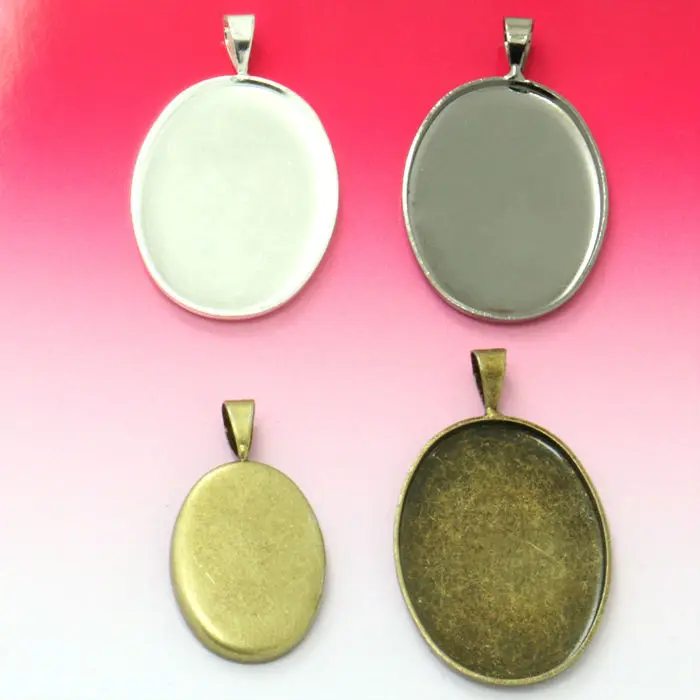 10pcs Silver/Antique Bronze Plated 18*25mm Melon Seeds+Straight Edge Tray for Cameo Settings Cabochon Pendants&Charms Blank Base