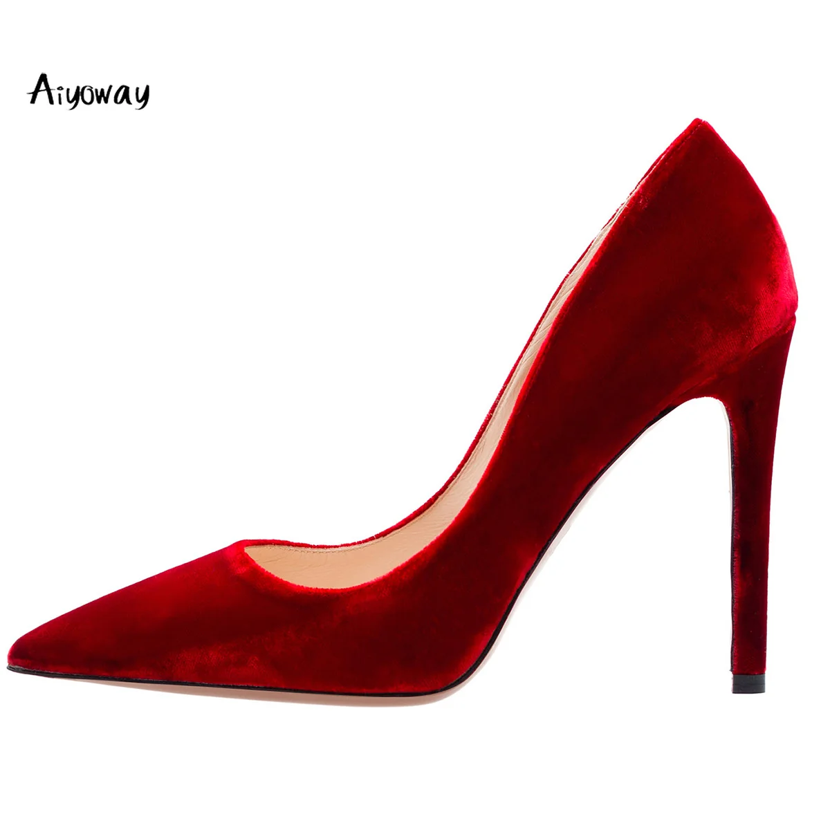 

Hot Sale Pointed Toe High Heels Pumps Aiyoway Women Autumn Spring Summer Party Wedding Slip-On Velvet Ladies Sexy Shoes