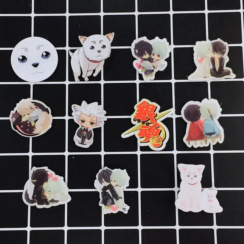 Набор акриловых значков аниме Gintama 26 шт./лот Асимметричные значки Sakata Gintoki Kagura