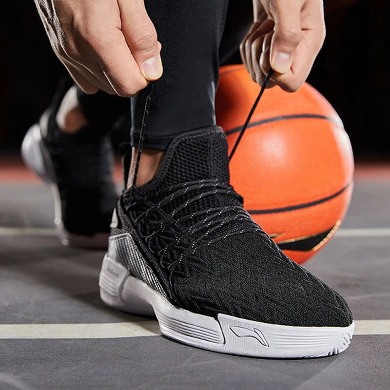 Li Ning/мужские баскетбольные кроссовки; коллекция года; сезон весна; Новинка; амортизирующая износостойкая Нескользящая трикотажная Баскетбольная обувь