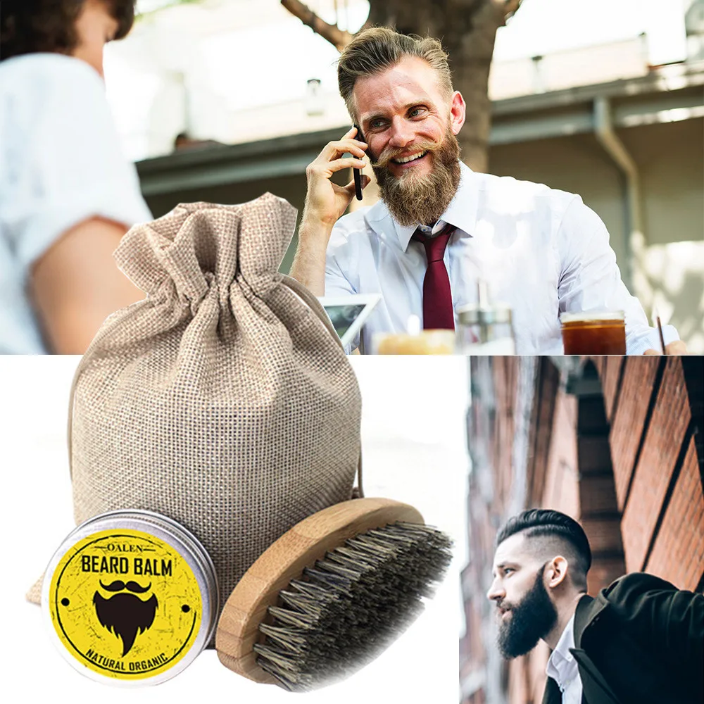 Мужской костюм для ухода за бородой щетка бороды + воск усов комбинированный уход