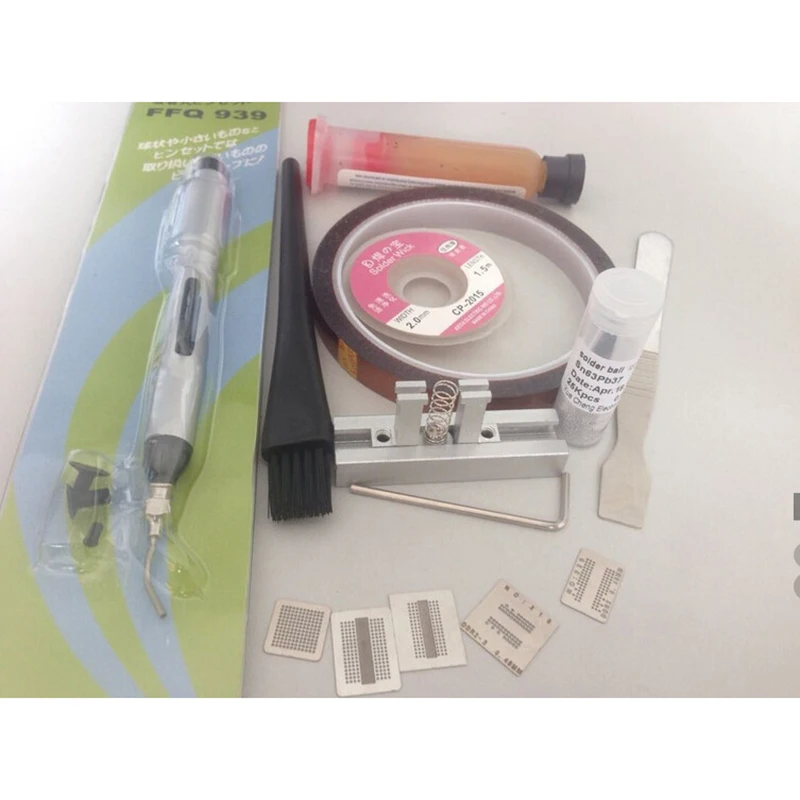 BGA Reball Stencil Holder джиг + 5 шт. DDR Трафарет Kit Heat Direct Паяльные шарики всасывающая ручка |