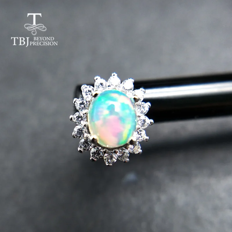 Серьги пусеты TBJ серьги из серебра 925 пробы с натуральным разноцветным ehiopian