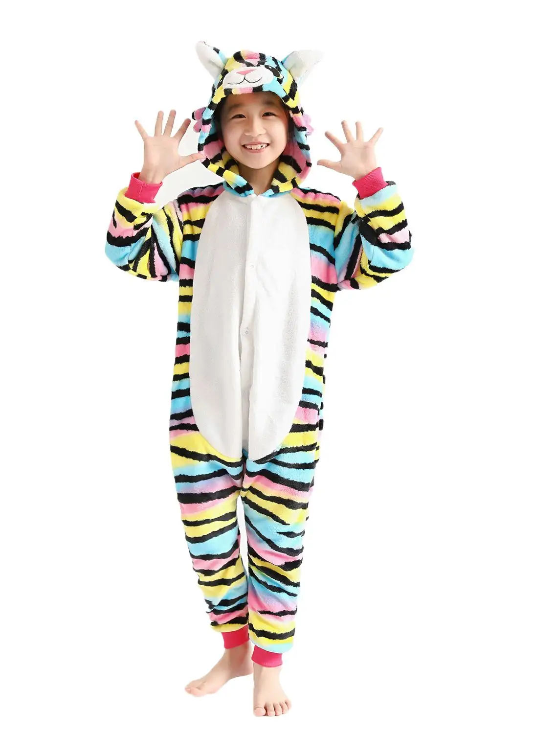 Children Pajamas Kids color cat Pajama Onesie Cartoon Unisex Warm Winter Pijamas Soft Comfortable with back zipper | Тематическая