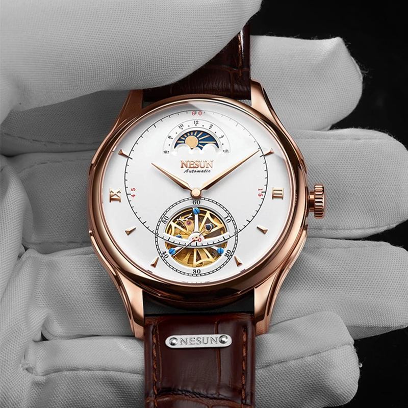 Модные Спортивные Мужские автоматические механические часы Tourbillon из