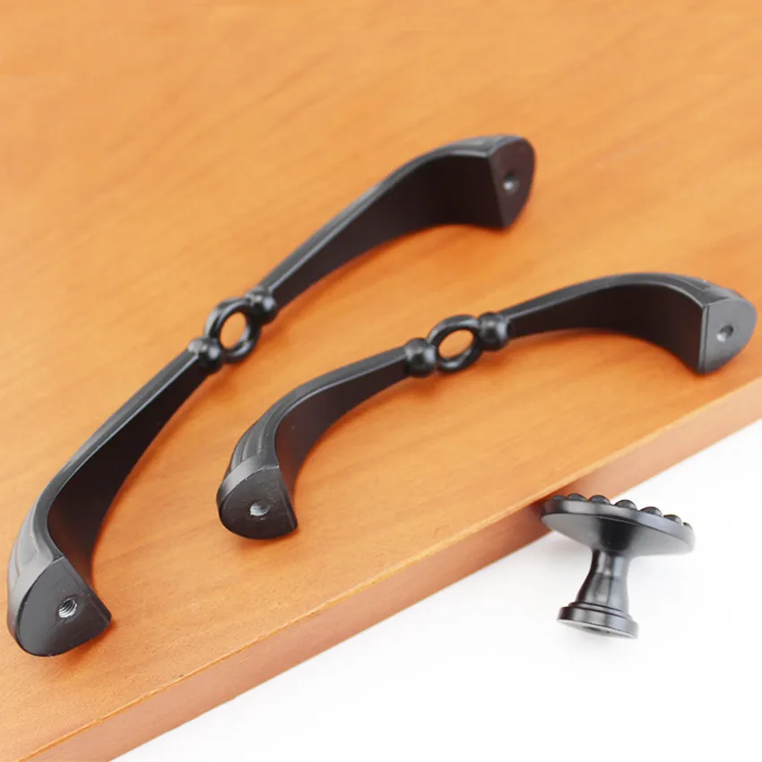 Современные Простые черные ручки для мебели 96 мм 128 черная ручка двери шкафа под