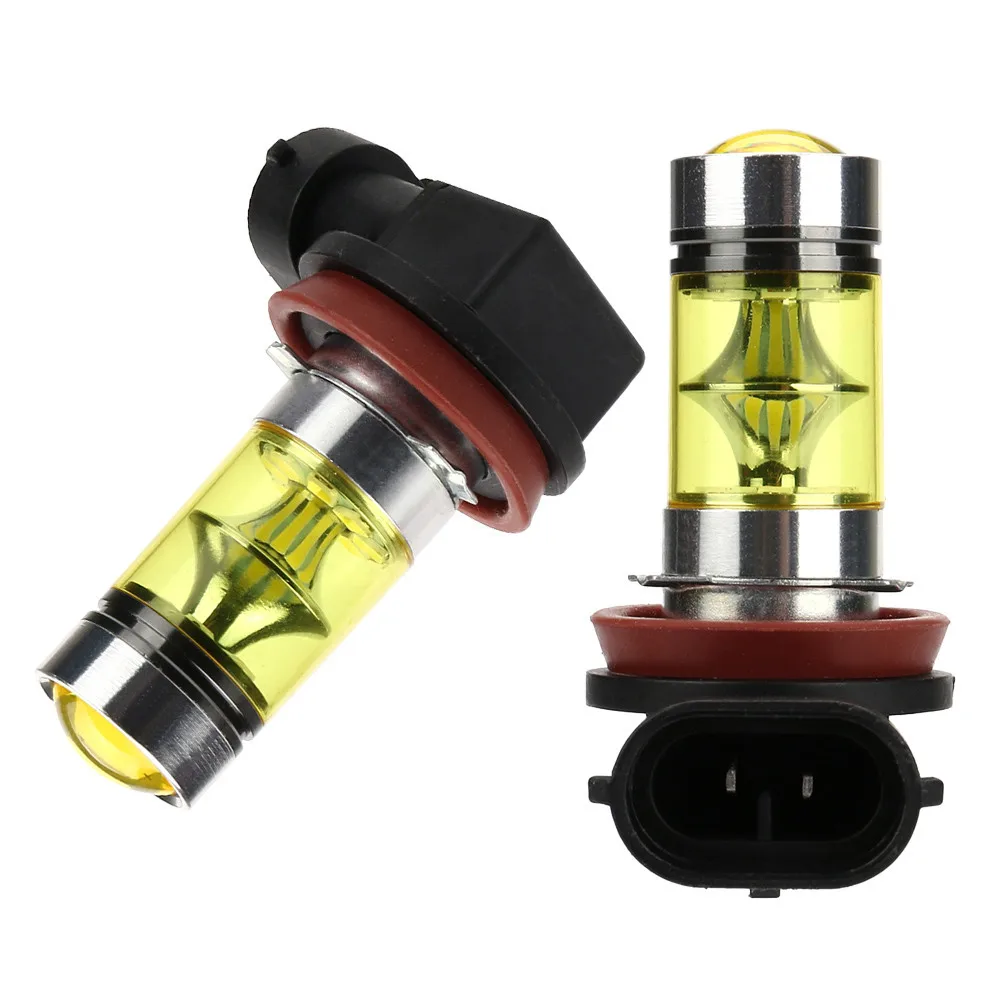 2X H11 H8 100W LED 4300K YELLOW 2323 Projector Fog Driving Light Bulbs For toyota corolla 2008 corolla avensis t25 auris CB