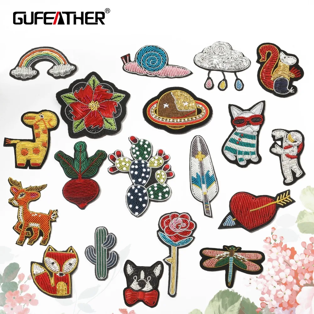 GUFEATHER M328, изготовление ювелирных изделий, вышивка значка коврик, Золотая работа, Шарм, ручная вышивка брошь аксессуары, ювелирные аксессуары