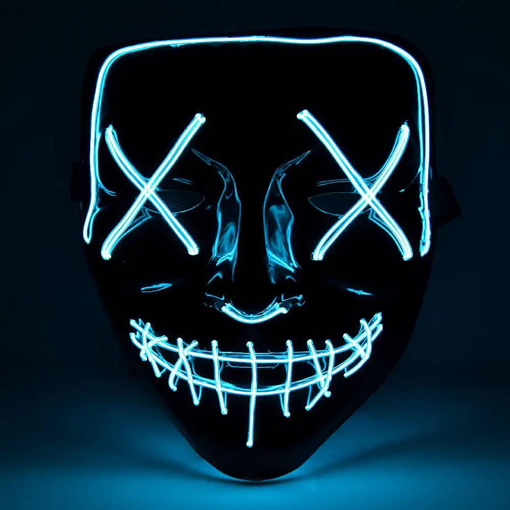 Light Blue Led Mask Светодиодный маска для Хэллоуина, маски для чистки, тушь для ресниц, костюм, DJ, вечерние светильник, светящиеся в темноте,, косплей из фильма, маска Payday - Цвет: Light Blue Led Mask