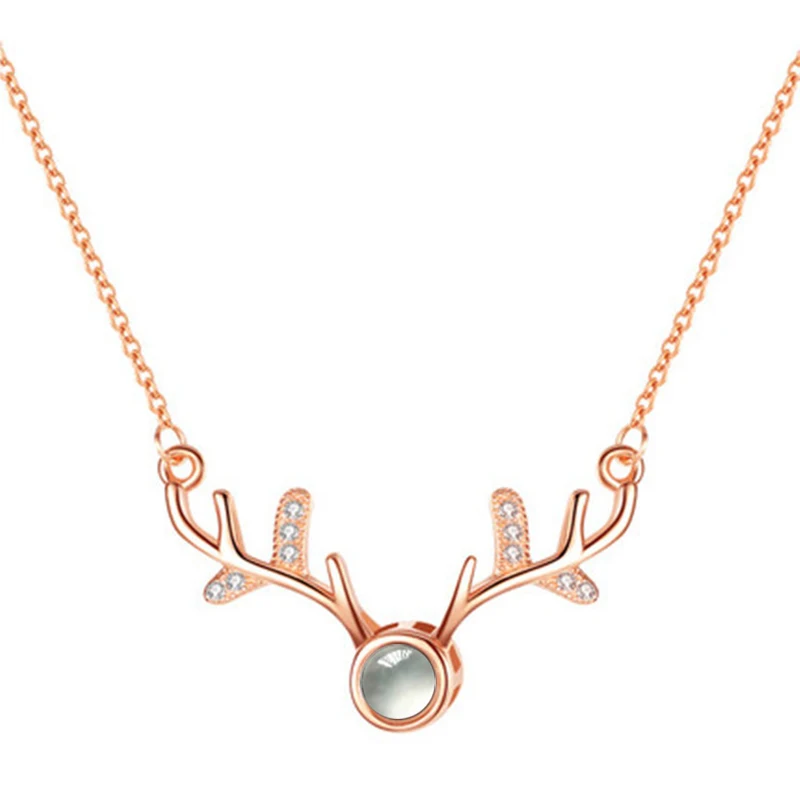 Rose Gold 7 SG новые творческие 100 языков я люблю тебя 520 ожерелья воспоминания о романтической любви заказной кулон чокер леди девушка подарок на день Святого Валентина - Окраска металла: Rose Gold 7