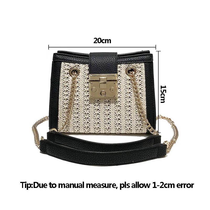 

New Women Casual Straw Bag Bohemian Female Summer Handbag Holiday Beach Lady Chains Shoulder Bag Mini Knit Crossbody SS3265