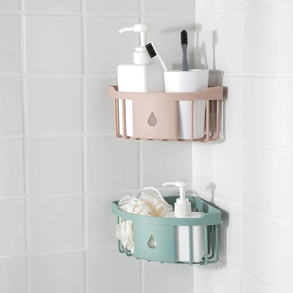

HOT SALE! Wall Hanging Triangle Corner Storage Rack Basket Kitchen Bathroom Organizer Storage Basket