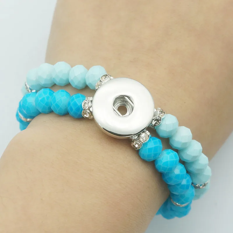 Модный красивый двухслойный многогранный синий бисер очаровательный браслет с