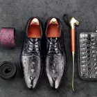 Мужские туфли-оксфорды из натуральной кожи с тисненым узором, рабочая Классическая обувь в стиле ретро для мужчин, оксфорды на шнуровке для вечеринки