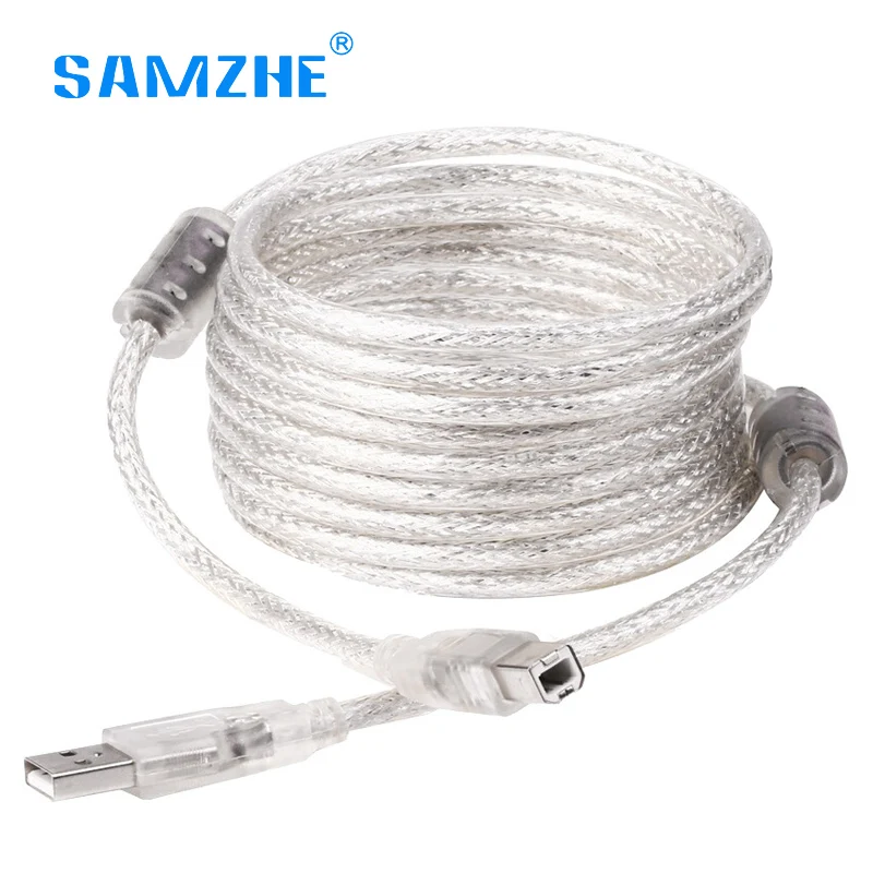 Samzhe USB кабель для принтера прозрачный тип A штекер B Мужской Сканер USB 2,0 кабель для печати для Canon Epson hp Кабель для принтера USB2.0
