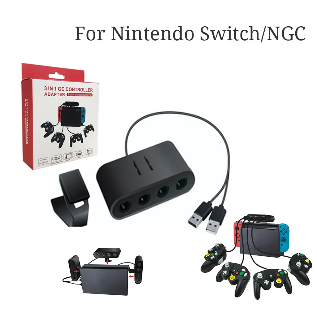 Конвертер для коммутатора/WiiU/PC/NGC 3 в 1 с 4 портами USB игрового кубического