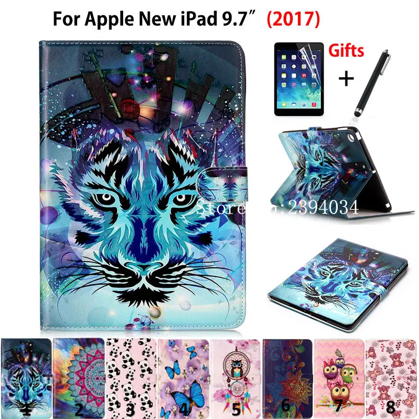 

Модный чехол с принтом для Apple iPad 9,7 2017 2018, чехол, чехлы для модели A1822 A1823 A1893, чехол-подставка из искусственной кожи + стилус + пленка