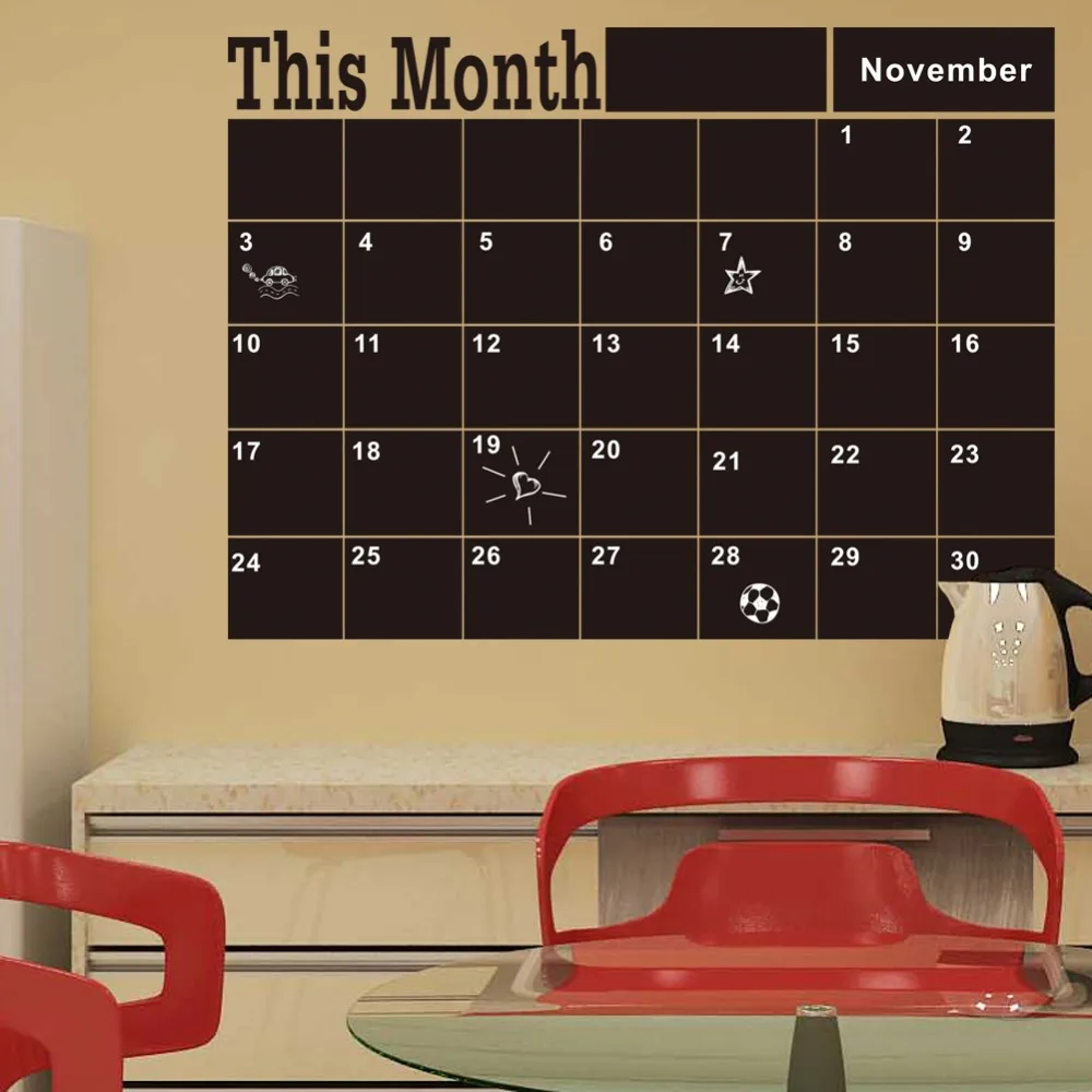 

Monthly Calendar Daily Plan Chalkboard Sticker For Study Room Plane Wall Decals Mural Art Poster Blackboard Limited Sale