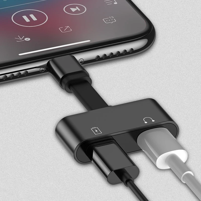 Black Адаптер для iPhone X 8 7 Plus переходник для наушников аудио разветвитель AUX разъем Adattatore аксессуары для телефонов Adaptador - Цвет: Black