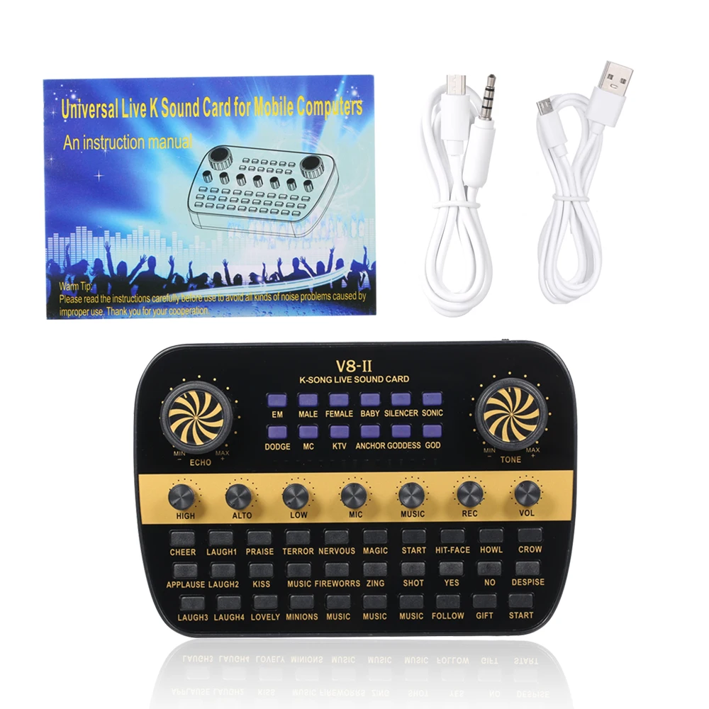 

Live Sound Card Intelligent Volume Adjustable Audio Mixer Sound Card for Computer PC Live Sound