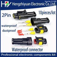 hzy 10kit 10pieceslot 2 pin way waterproof electrical wire connector plug automobile waterproof connector car waterproof plug